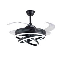 bel air sfera ventilador de techo con luz y mando a distancia 72w 108cm aspas retractiles negro