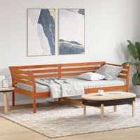 vidaxl sofa cama sin colchon madera maciza pino marron cera 90x200 cm