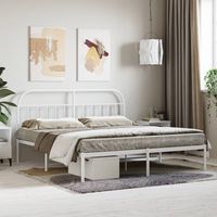 vidaxl estructura cama sin colchon con cabecero metal blanco 180x200cm