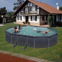 piscina desmontable capri de acero grafito ovalada gre 61 x 375 x 132 m