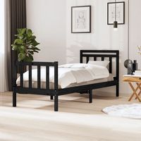 vidaxl estructura de cama individual de madera maciza negro 90x190 cm