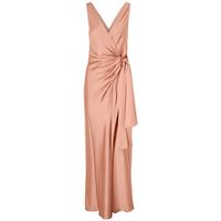 pinko vestidos vestido largo de saten rosa salmon para mujer