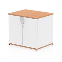 impulse 600mm deep desk high cupboard oak and white