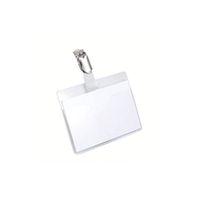 durable clip on landscape name badge 60x90mm 25 pack