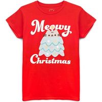 pusheen camiseta manga larga meowy christmas para mujer