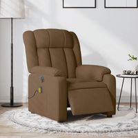 vidaxl sillon reclinable de masaje electrico tela marron