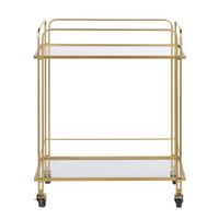 mesa auxiliar de cristal transparente y metal dorado