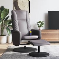 vidaxl sillon de masaje reclinable con reposapies cuero sintetico gris