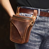 1pc bolsa de cintura de cuero de primera capa para hombres bolsa de telefono movil de cuero genuino retro bolsa de cintura casual al aire libre