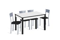 conjunto de mesa extens phyna 110-160x70 bconeg  4 sillas asiento neg