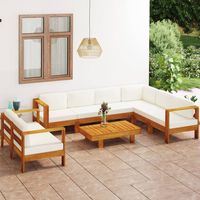 vidaxl muebles de jardin 8 pzas cojines blanco crema madera de acacia