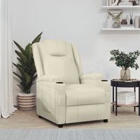 vidaxl sillon reclinable de cuero sintetico blanco crema