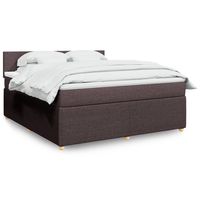 vidaxl cama box spring con colchon tela marron oscuro 180x200 cm