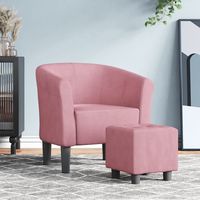 vidaxl sillon con taburete terciopelo rosa