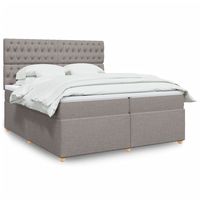 vidaxl cama box spring con colchon tela gris taupe 200x200 cm