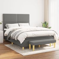 vidaxl cama box spring con colchon tela gris oscuro 140x200 cm