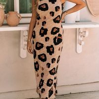 vestido midi sin mangas con estampado de leopardo ideal para vacaciones en primavera y verano ropa de mujer