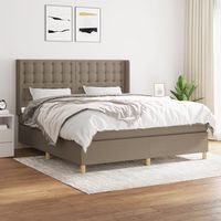 vidaxl cama box spring con colchon tela gris taupe 180x200 cm