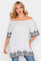 yours top bardot blanco de algodon con bajo bordado mujer curvy y tallas grandes yours