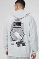 sudadera oversize destenida con capucha y estampado de pokemon onix gris