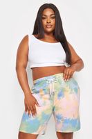 yours joggers cortos tie dye en tonos azulados mujer curvy y tallas grandes yours