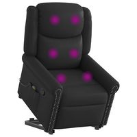 vidaxl sillon reclinable de masaje pie cuero sintetico negro brillante