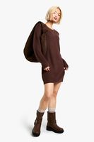 vestido jersey basico con cuello de caja brown