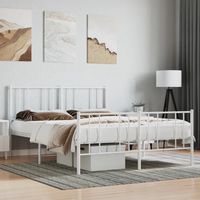 vidaxl estructura cama sin colchon con estribo metal blanco 135x190 cm