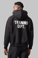 sudadera man active recta con capucha y estampado training dept negro