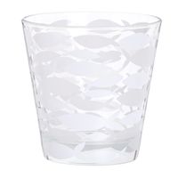 vaso de cristal con estampado de peces blancos