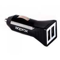 approx cargador de coche 2 puertos usb negro