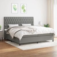 vidaxl cama box spring con colchon tela gris oscuro 200x200 cm