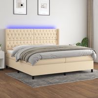 vidaxl cama box spring colchon y luces led tela crema 200x200 cm