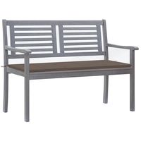 vidaxl banco de jardin 2 plazas madera eucalipto gris y cojin 120 cm