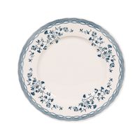 plato llano de ceramica blanca con flores azules