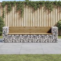 vidaxl banco jardin con gaviones madera pino impregnada 244x71x655 cm