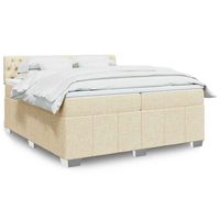 vidaxl cama box spring con colchon tela color crema 200x200 cm