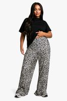 pantalon plus plisado de leopardo brown