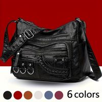 bolso de hombro de moda con multiples bolsillos bolso de color solido bolso de mano y cartera casual para mujer