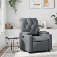 vidaxl sillon reclinable de cuero sintetico gris