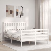 vidaxl estructura de cama con cabecero madera maciza blanco 120x200 cm