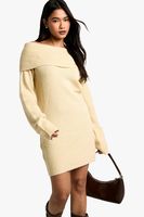 vestido jersey mini de canale con escote bardot beige