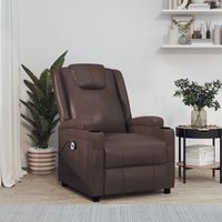 vidaxl sillon reclinable electrico de cuero sintetico marron