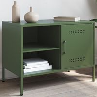 vidaxl mueble de tv de acero verde oliva 68x39x505 cm