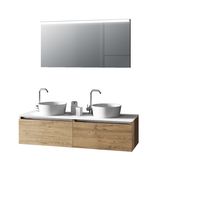 mueble de bano de 6 piezas con doble lavabo en melamina roble miel