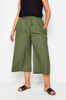 yours pantalones capri caqui efecto lino mujer curvy y tallas grandes yours