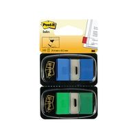 post-it index tabs green and blue 100 pack 680-gb2