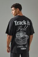 camiseta man active oversize con estampado track  field negro