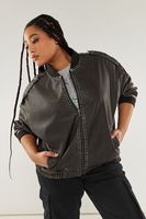 yours cazadora bomber polipiel gris mujer curvy y tallas grandes yours