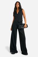 pantalon tall de pernera ancha plisado negro